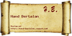 Hand Bertalan névjegykártya